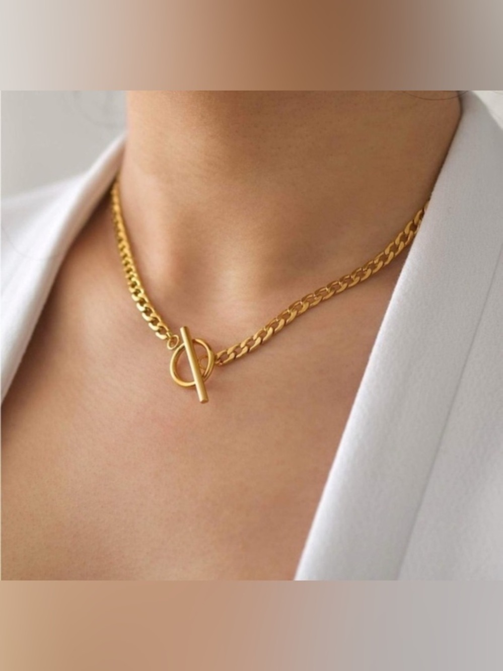 Gold 14k Gold Plated Toggle Chain Necklace